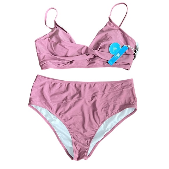 Nwt Cupshe dusty rose pink bikini swim suit size XL - Picture 1 of 4